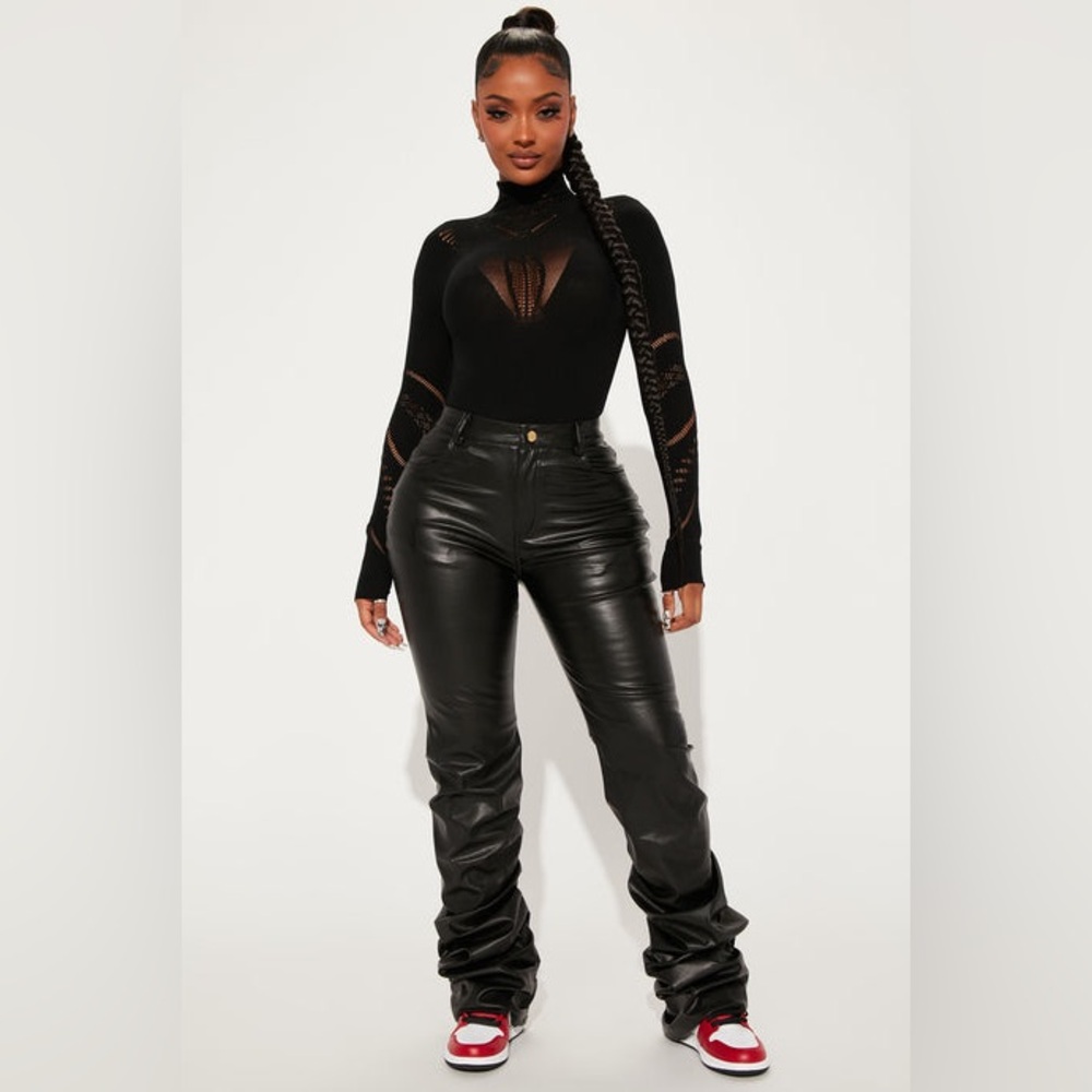 Fashion Nova Black Faux Leather High-Waist Pants